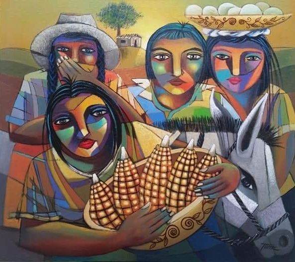 Perú - José Ruiz Tume. Niños de mi tierra. Acrilico sobre lienzo. Medidas 79 x 90 cm